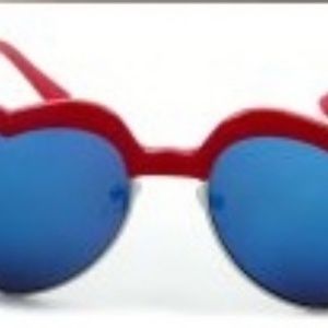 Kiss Accessories - HALFF RAME HEART MIRROR LENS SUNGLASSES RED NEW Kiss Accessories - HALFF RAME HEART MIRROR LENS SUNGLASSES RED NEW
